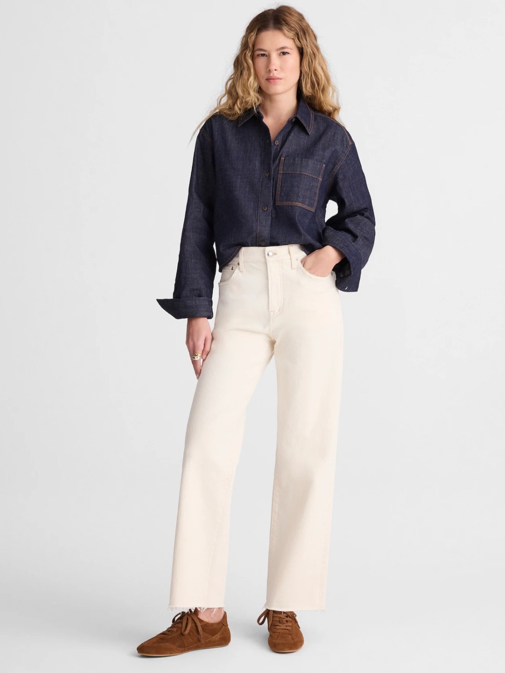 Madewell 30 Ivory Vintage Canvas 90s Straight Raw Hem Crop Jeans